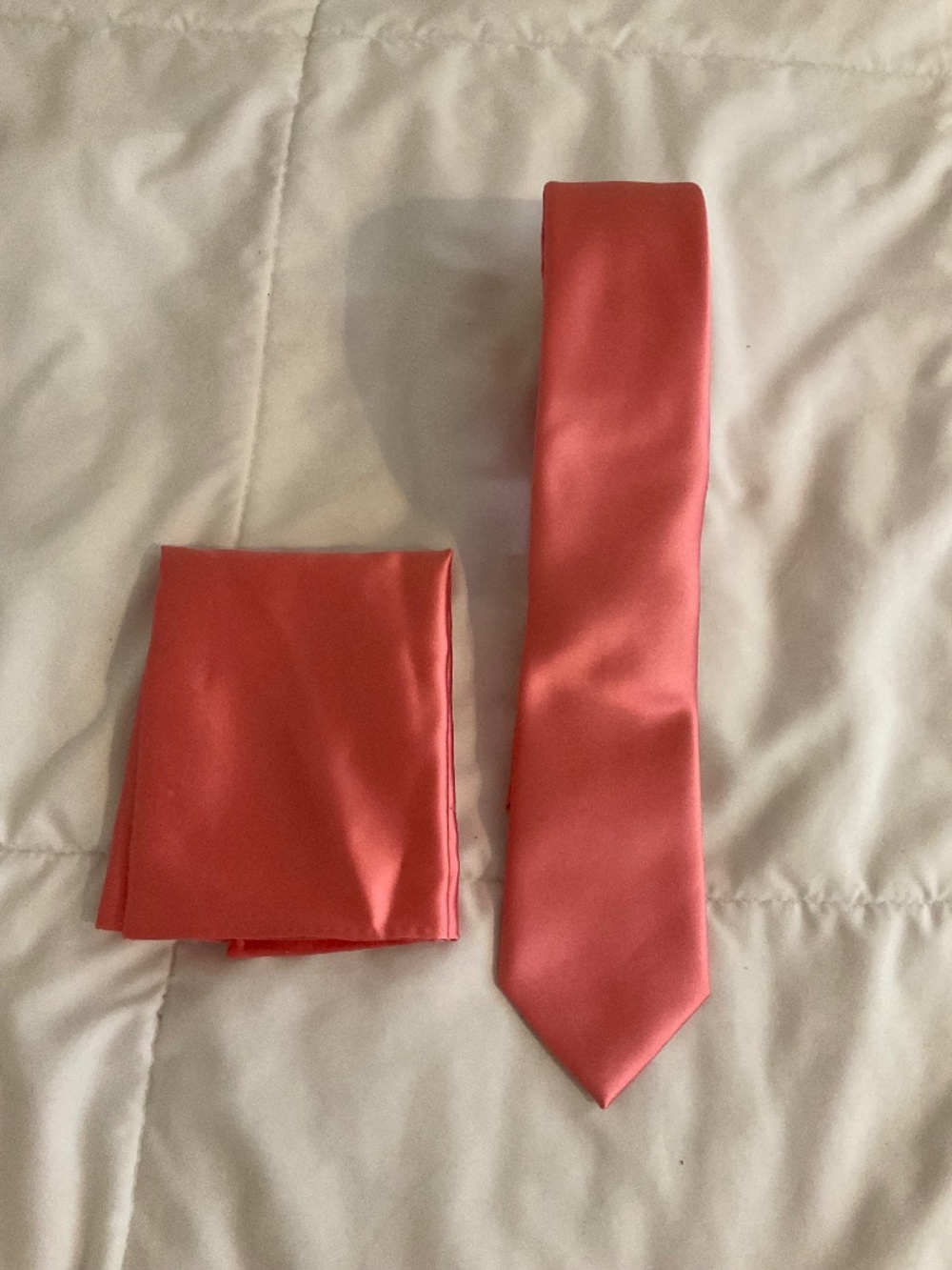 Apt 9 tie and pocket square, light coral.